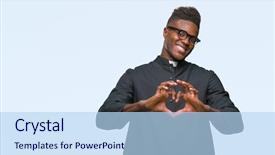  Presentation with african american church - Colorful theme enhanced with hearts church - young african american priest man backdrop and a light blue colored foreground