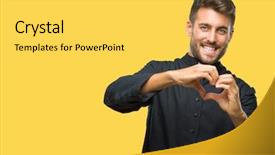  Presentation with christian love - Slide set consisting of hearts church - young catholic christian priest man background and a yellow colored foreground