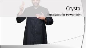  Presentation with christian - Slides with hearts church - young christian priest over isolated background and a white colored foreground