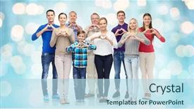  Presentation with blue lights - Slide set having gesture family generation and people background and a light blue colored foreground