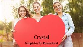  Presentation with women - Beautiful PPT theme featuring picture presenting group of women backdrop and a red colored foreground