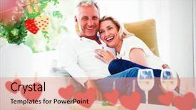  Presentation with married couple hearts - Audience pleasing presentation consisting of hearts hanging on a line backdrop and a coral colored foreground