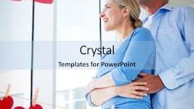  Presentation with hearts - Cool new slides with hearts hanging on a line against couple looking through window at home backdrop and a light blue colored foreground