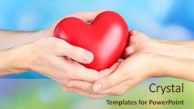  Presentation with heart in hands - PPT theme having hearts in hands on nature background and a lemonade colored foreground
