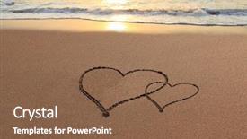  Presentation with beach wedding heart on sand - Slide deck featuring intertwine - hearts in the sand background and a tawny brown colored foreground