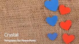  Presentation with hearts - Slide set with hearts made of felt on sacking background background and a coral colored foreground