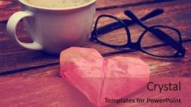  Presentation with notepaper - Colorful slide set enhanced with hearts notepaper - black glasses frames backdrop and a coral colored foreground