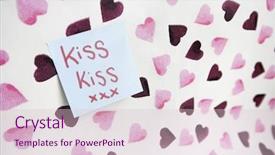  Presentation with notepaper - Audience pleasing PPT layouts consisting of hearts notepaper - close-up of sticky note backdrop and a  colored foreground