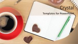  Presentation with red coffee bean - Colorful slide set enhanced with europe on brick wall model of planet earth with continents made of red bricks and oceans of wet concrete concept of global construction 3d rendering backdrop and a coral colored foreground