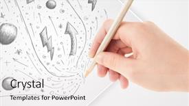  Presentation with plain - Cool new theme with hearts notepaper - hand drawing abstract sketches backdrop and a white colored foreground