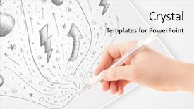  Presentation with notepaper - Colorful presentation enhanced with hearts notepaper - hand drawing abstract sketches backdrop and a white colored foreground