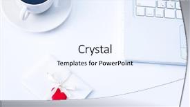  Presentation with coffee cup - Beautiful slides featuring hearts notepaper - laptop or notebook with cup backdrop and a sky blue colored foreground