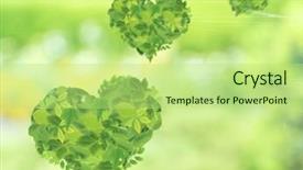  Presentation with tea leaves fresh green leaf - Colorful PPT layouts enhanced with hearts of different green leaves backdrop and a mint green colored foreground