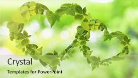  Presentation with green nature - PPT layouts enhanced with hearts of different green leaves background and a yellow colored foreground