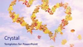  Presentation with hearts - Audience pleasing PPT theme consisting of hearts of different leaves backdrop and a sky blue colored foreground