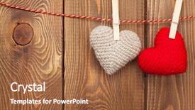  Presentation with valentines day spa - Cool new PPT theme with hearts on rope over wooden backdrop and a red colored foreground