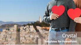  Presentation with gay pride - Amazing presentation design having hearts over san francisco city backdrop and a coral colored foreground