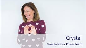  Presentation with woman hands raised to sky - PPT theme with hearts puzze - beautiful middle age woman wearing background and a  colored foreground