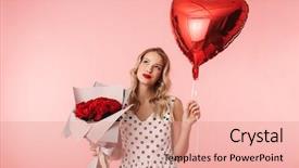  Presentation with heart and roses - Beautiful slide set featuring hearts puzze - beautiful young blonde woman wearing backdrop and a coral colored foreground