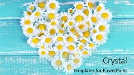  Presentation with shape heart - Audience pleasing PPT layouts consisting of hearts puzze - chamomile in shape of heart backdrop and a  colored foreground