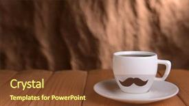  Presentation with brown - PPT layouts having hearts puzze - cup with mustache on table background and a tawny brown colored foreground