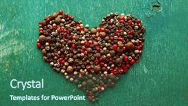  Presentation with spices - PPT layouts enhanced with hearts puzze - heart shaped spices on old background and a  colored foreground