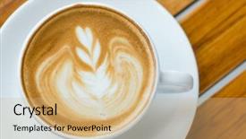  Presentation with matcha latte latte art - PPT theme consisting of hearts puzze - latte coffee art background and a coral colored foreground