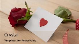  Presentation with envelope - Beautiful theme featuring hearts puzze - red rose wrapped in ribbon backdrop and a coral colored foreground