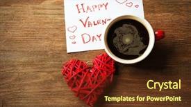  Presentation with coffee cup - Cool new PPT theme with hearts puzze - valentine concept cup of coffee backdrop and a tawny brown colored foreground