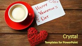  Presentation with red coffee bean - Audience pleasing PPT theme consisting of hearts puzze - valentine concept cup of coffee backdrop and a tawny brown colored foreground