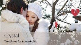  Presentation with romance couple nature - Colorful PPT theme enhanced with hearts puzze - young loving couple on natural backdrop and a light gray colored foreground