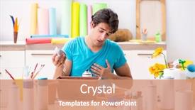  Presentation with pottery - Beautiful PPT theme featuring hearts puzze - young man decorating pottery backdrop and a coral colored foreground