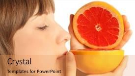  Presentation with pomegranates and grapefruit - Presentation featuring hearts puzze - young woman with grapefruit background and a yellow colored foreground