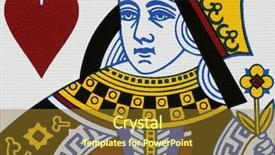  Presentation with queen - Theme featuring hearts queen portrait close-up background and a tawny brown colored foreground