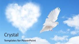 Presentation with white dove clouds - Slide set enhanced with hearts shape clouds and dove background and a light blue colored foreground