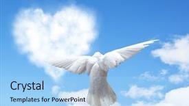  Presentation with dove - Cool new PPT theme with hearts shape clouds and dove backdrop and a light blue colored foreground