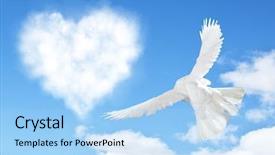  Presentation with dove - Cool new PPT theme with hearts shape clouds and dove backdrop and a light blue colored foreground