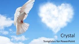  Presentation with dove - Cool new presentation theme with hearts shape clouds and dove backdrop and a light blue colored foreground