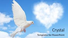  Presentation with shape - Amazing slides having hearts shape clouds and dove backdrop and a light blue colored foreground