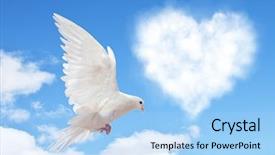  Presentation with dove - Slide set consisting of hearts shape clouds and dove background and a light blue colored foreground