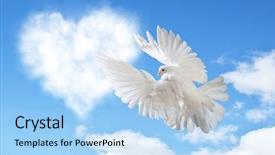  Presentation with dove - Slide deck featuring hearts shape clouds and dove background and a light blue colored foreground