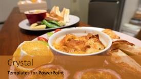  Presentation with breakfast - Slides featuring hearty-breakfast-with-bread background and a gold colored foreground