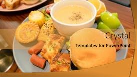  Presentation with bread - Presentation consisting of hearty-breakfast-with-bread background and a yellow colored foreground