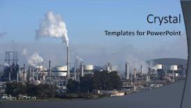  Presentation with oil refinery - Audience pleasing presentation consisting of heat air company - smoke stack at an oil backdrop and a light blue colored foreground