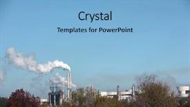  Presentation with oil refinery - Amazing presentation theme having heat air company - smoke stack at an oil backdrop and a light blue colored foreground