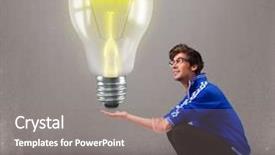  Presentation with current - Presentation theme with heat current - attractive young man holding realistic background and a  colored foreground