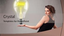  Presentation with realistic - PPT theme with heat current - beautiful young lady holding realistic background and a light gray colored foreground