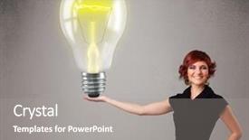  Presentation with realistic - Amazing slides having heat current - beautiful young lady holding realistic backdrop and a  colored foreground