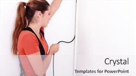  Presentation with wire less power transfer for solar power satelite - Slides consisting of heat current - woman with wire background and a  colored foreground