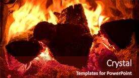  Presentation with furnace - Theme with heat energy - fire brightly burning background and a tawny brown colored foreground